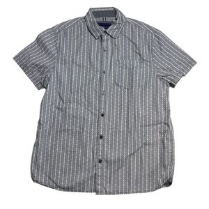 English Laundry Button Down Men's Large Blue Geometric Short Sleeve Shirt